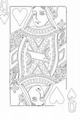 Coloring Pages Queen Hearts Card Cards Playing Colouring King Clker sketch template