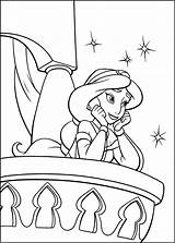 Jasmine Aladdin Coloring Princesse Aladin Balcon Reve Beau Netart Walt Coloringbay Coloriages sketch template