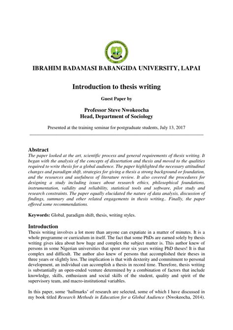 introduction  thesis writing