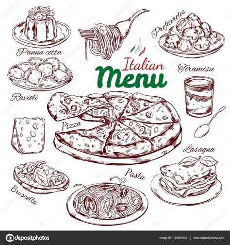 italian food sketch collection stock vector image  cmogil