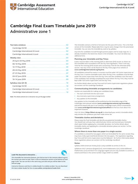 cambridge final exam timetable june  administrative zone