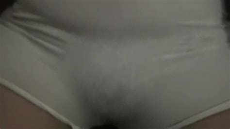 see through white spandex shorts visible panties touching