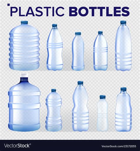 plastic bottles set  types  royalty  vector