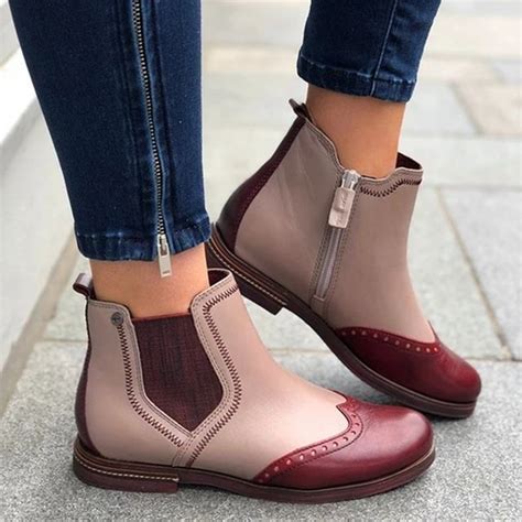 cherry red front zipper womens ankle boots colordress winter ankle boots boots zipper boots