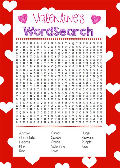fun valentine games  print play valentines word search