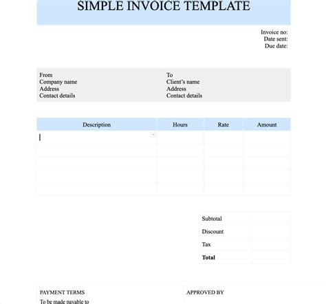 downloadable invoice templates  google docs