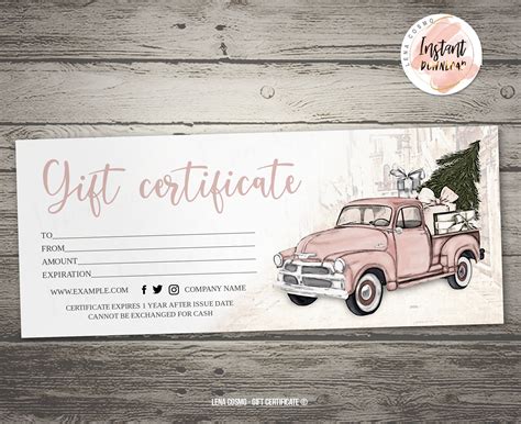 christmas gift card template merry christmas gift certificate etsy