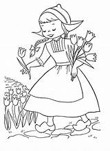 Coloring Pages Dutch Girl Rembrandt Tulips Picking Getcolorings Printable sketch template