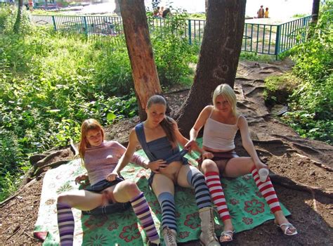 three slutty girl on picnic at public park russian sexy girls