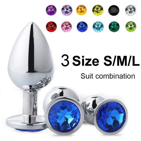 3 Different Size Stainless Steel Metal Anal Plug Crystal Jeweled Butt