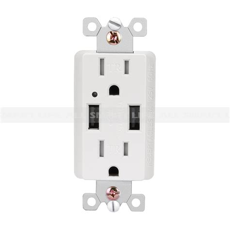 amp dual usb charger receptacle  duplex tamper resistant receptacle white