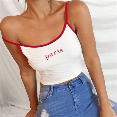 bralette tops spaghetti strap ladies camisole letter cropped sexy tank
