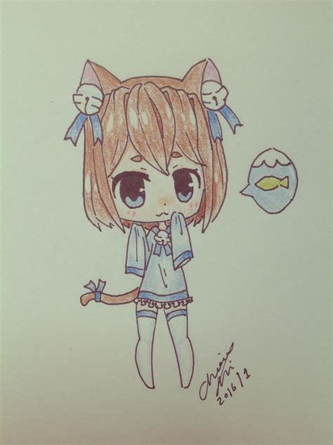 Kawaii Neko Girl Chibi Sketch By Cheesenketchup On