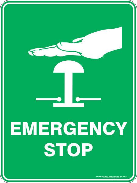 emergency stop button australian safety signs