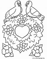 Coloring Pages Flowers Heart Colouring Valentine Valentines Birds Hearts Printable Two Flower Fence Picket Clipart Sitting Roses Sheets Easter Kids sketch template