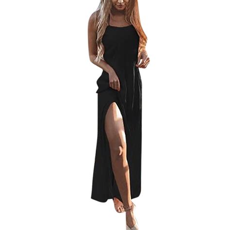 buy summer long dress women sexy backless halter split