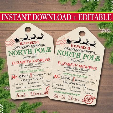 printable north pole gift tags  printable templates