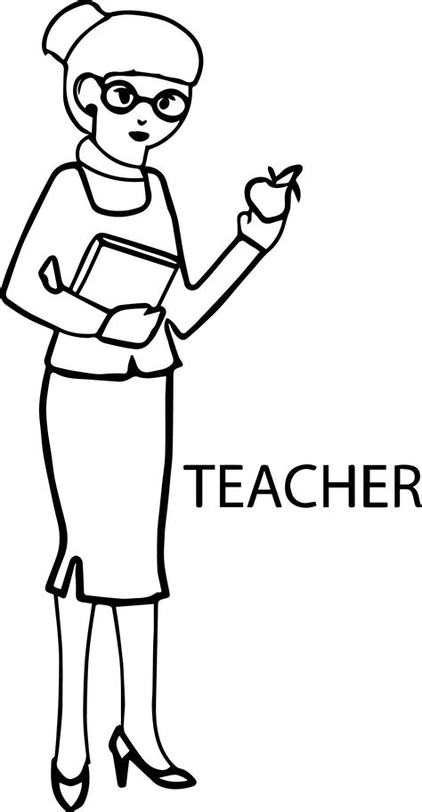 english woman teacher  apple coloring page wecoloringpagecom