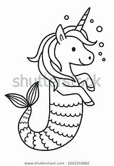 Mermaid Coloring Vector Drawing Unicorn Pages Cute Line Head Cartoon Creature Magical Drawings Vectorified Paintingvalley Lightbox Create sketch template
