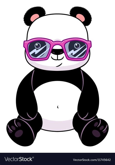 Panda In Glasses Royalty Free Vector Image Vectorstock Panda Love
