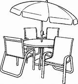 Umbrella Chairs Table Furniture Coloring Pages sketch template
