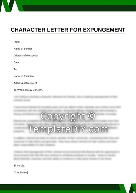character letter  expungement sample   word