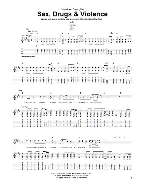 Sex Drugs And Violence By Green Day Guitar Tab Guitar