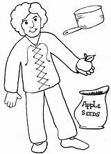 Johnny Appleseed Coloring Pages Printable Color Kids Clip Sheets Activities Apple Song Friday Cliparts Paper Preschool Choose Board Print Popular sketch template