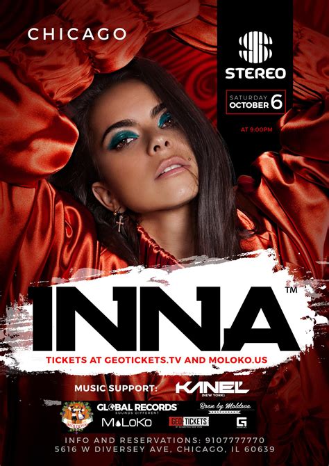 Inna Live Concert In Chicago Tickets In Chicago Il United States