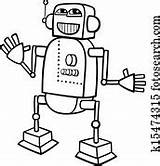Coloring Robot Cartoon Illustration Clipart Fotosearch sketch template