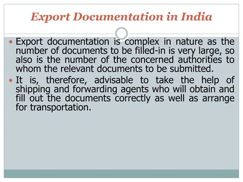 export import documentation  india powerpoint    id