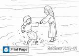 Water Coloring Walks Jesus Peter Pages Kids Matthew Take Niv sketch template