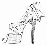High Coloring Shoe Heel Shoes Drawing Pages Sapatos Para Fashion Color Illustration Heels Pintar Drawings Sketches Zapatos Desenhos Printable Colouring sketch template