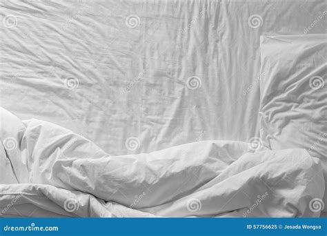top view  white bedding sheets  pillow stock image image