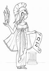 Athena Antica Atena Greca Dea Femminile Mitologia Carattere Goddess sketch template