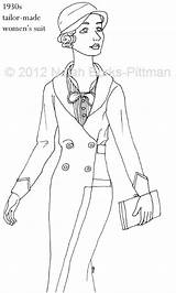 Coloring 1930s Fashion Template sketch template