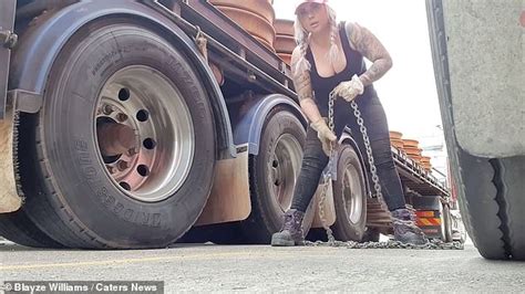 australia s hottest truck driver blayze williams runs 150 000 a year