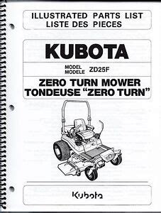 kubota zd  turn mower illustrated parts manual   ebay