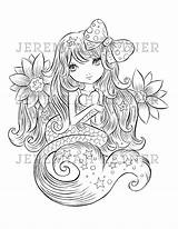 Coloring Mermaid Jeremiah Ketner Pages Cute Instant Etsy Fairy sketch template