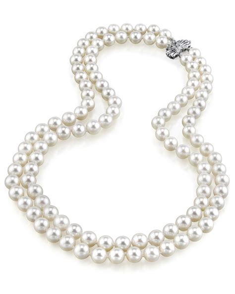 9 10mm white freshwater pearl double strand necklace