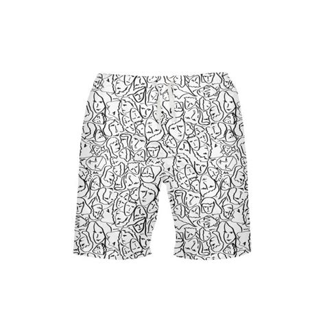 elios shirt faces  black outlines  white cmbyn mens   print beach shorts printed