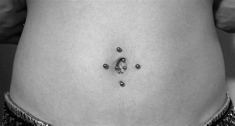 4 Navel Piercings With Basic Stainless Steel Curves From Industrial