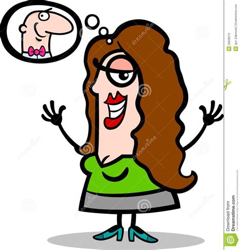 Happy Woman Thinking About Man Cartoon Stock Vector