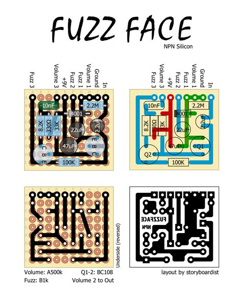 perf  pcb effects layouts npn fuzz face