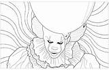 Clown Pennywise Coloring Psychedelic Background Halloween Pages Ca Movie Stephen King Adult Maleficent Novel sketch template