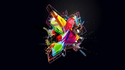 minimalism digital art abstract colorful geometry  glowing
