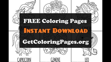 printable zodiac coloring pages youtube