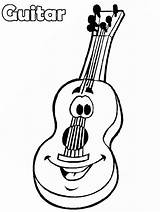 Coloring Guitar Pages Kids Popular sketch template