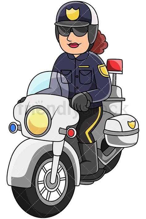 female police officer riding motorcycle vector cartoon