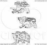 Heraldic Vector Lions Royal Illustration Clipart Royalty Tradition Sm sketch template